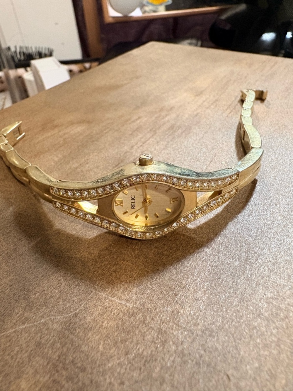 Relic Women's Goldtone Crystal Bangle Watch